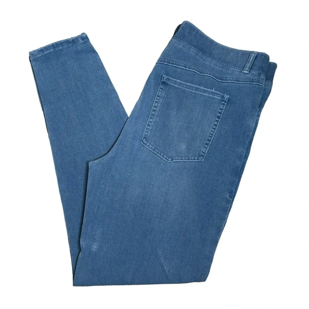 BETABRAND Denim blue jeans Pull on Skinny leg 4 pocket Stretchy Size Large